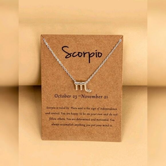 SCORPIO Zodiac Sign Charm Necklace Silver Tone - Picture 1 of 3